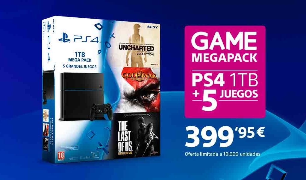 La tienda GAME pone a la venta el GAME Megapack  de PlayStation 4 con 5 juegazos por solo 399.95€